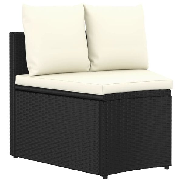 vidaXL Salon de jardin 7 pcs avec coussins R&eacute;sine tress&eacute;e Noir