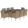 vidaXL Ensemble &agrave; manger de jardin et coussins 9 pcs beige Poly rotin