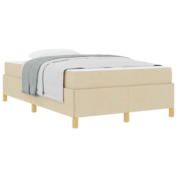 vidaXL Lit &agrave; ressorts Blanc et cr&egrave;me 120 x 190 cm Polyester