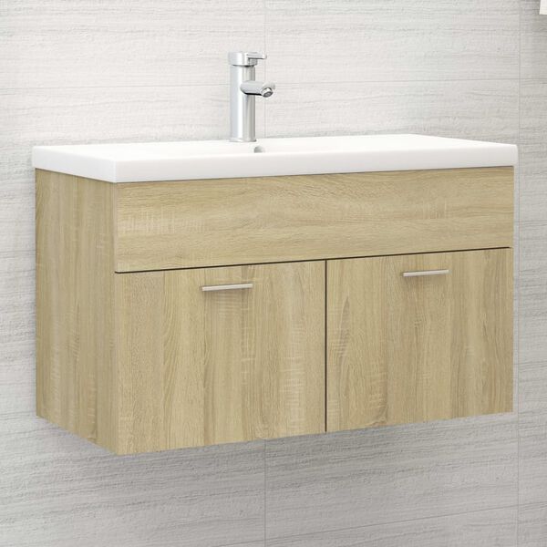 vidaXL Armoire d'&eacute;vier Ch&ecirc;ne sonoma 80x38,5x46 cm Bois d&rsquo;ing&eacute;nierie