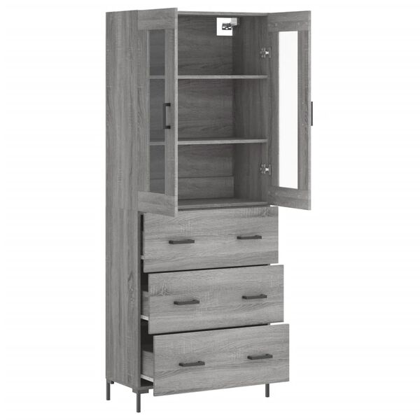 vidaXL Buffet haut Sonoma gris 69,5x34x180 cm Bois d'ing&eacute;nierie