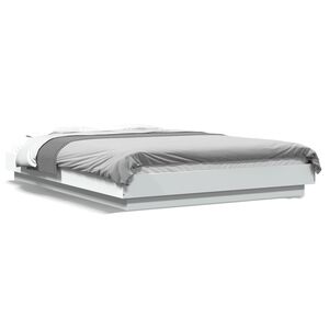 vidaXL Cadre de lit avec lumi&egrave;res LED sans matelas blanc 140x200 cm