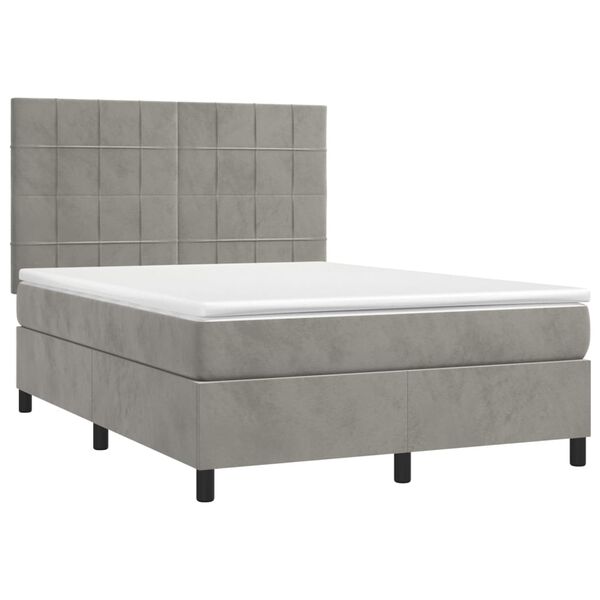 vidaXL Sommier &agrave; lattes de lit et matelas Gris clair 140x200cm Velours