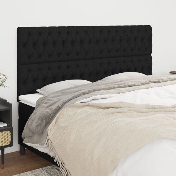 vidaXL T&ecirc;te de lit Noir 180x7x118/128 cm Tissu
