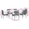 vidaXL Ensemble &agrave; manger de jardin et coussins 7 pcs gris rotin