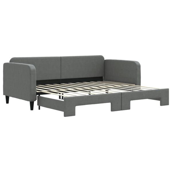 vidaXL Lit de jour avec gigogne sans matelas gris foncé 90x200 cm