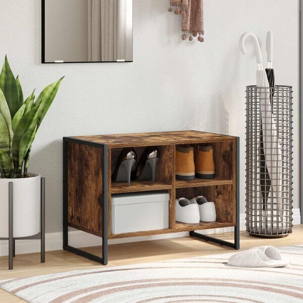 vidaXL Cabinet &agrave; chaussures avec stockage Ch&ecirc;ne Fum&eacute; 60 x 35 x 44 cm