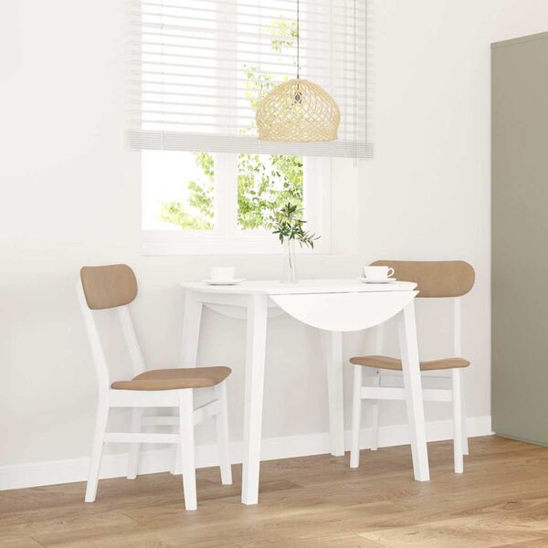 vidaXL Chaises &agrave; manger coussins 2 pcs blanc bois massif caoutchouc