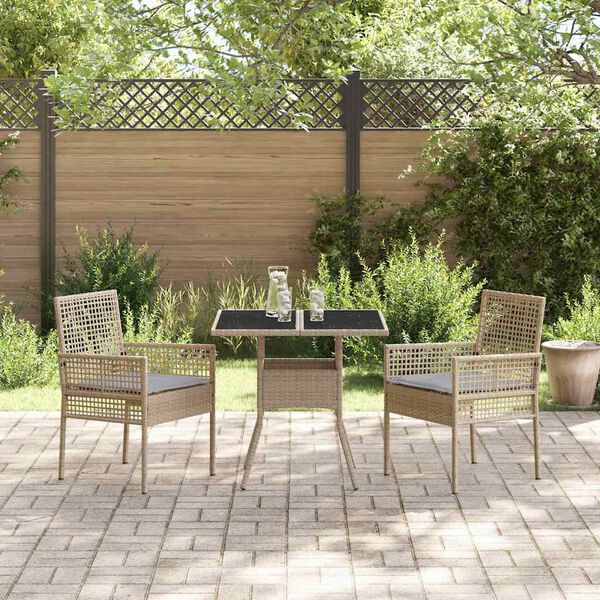 vidaXL Ensemble de salle à manger pour jardin 3 pcs Beige polyrotin