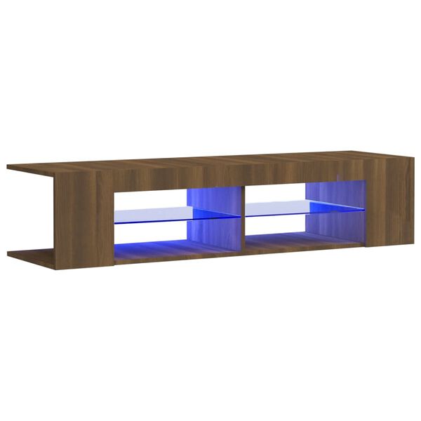 vidaXL Meuble TV avec lumi&egrave;res LED ch&ecirc;ne marron 135x39x30 cm