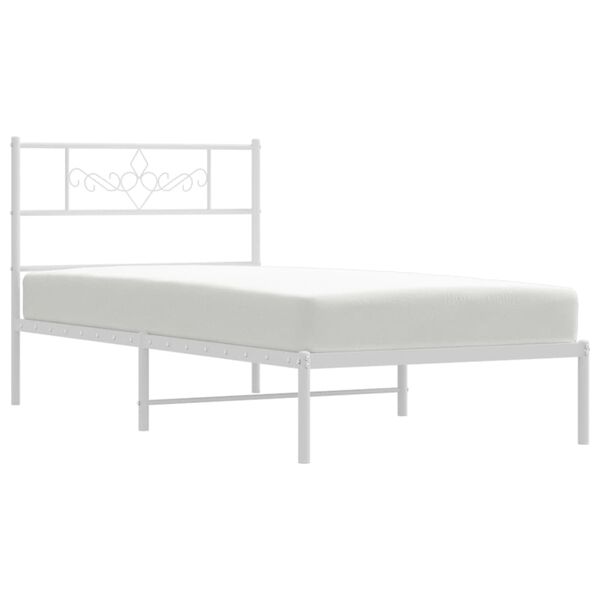 vidaXL Cadre de lit m&eacute;tal sans matelas avec t&ecirc;te de lit blanc 80x200cm