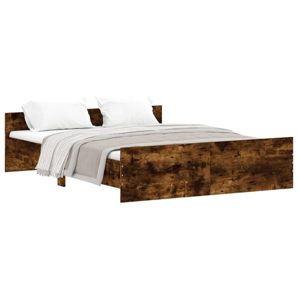 vidaXL Cadre de lit sans matelas ch&ecirc;ne fum&eacute; 150x200 cm