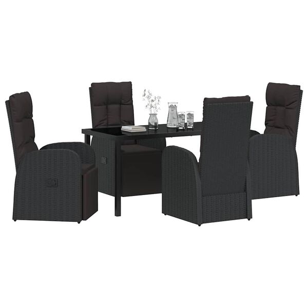 vidaXL Ensemble de salle &agrave; manger pour jardin 5 pcs Noir polyrotin