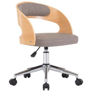 vidaXL Chaise pivotante de bureau Taupe Bois courb&eacute; et tissu