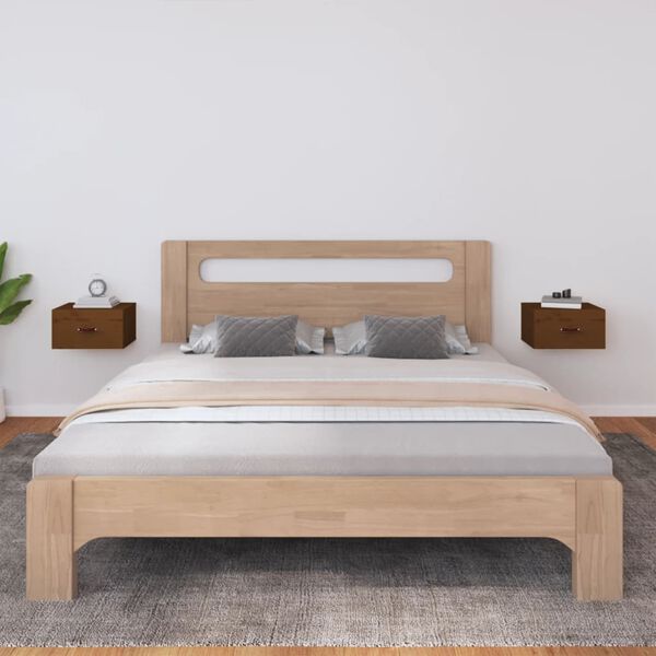 vidaXL Tables de chevet murales 2 pcs Marron miel 40x29,5x22 cm
