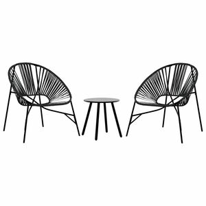 vidaXL Lot de 3 Chaise de jardin noir r&eacute;sine tress&eacute;e