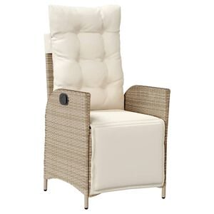 vidaXL Chaise inclinable de jardin et repose-pied beige r&eacute;sine tress&eacute;e