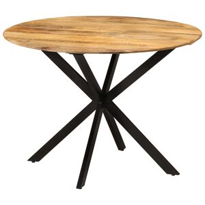 vidaXL Table &agrave; d&icirc;ner &Oslash;110x78 cm Bois de manguier massif et acier