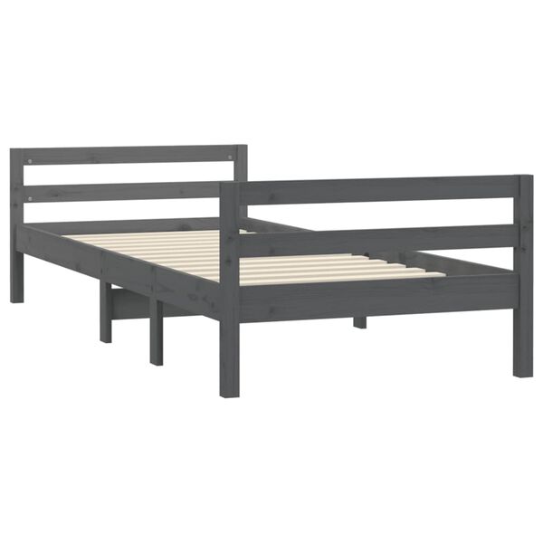 vidaXL Cadre de lit sans matelas gris 90x200 cm bois de pin massif