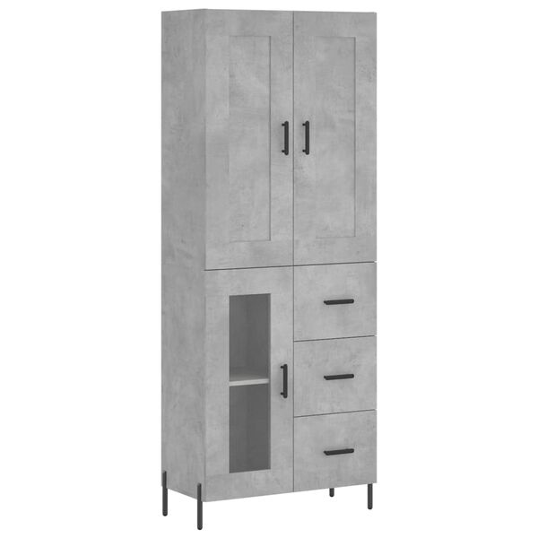 vidaXL Buffet haut Gris b&eacute;ton 69,5x34x180 cm Bois d'ing&eacute;nierie