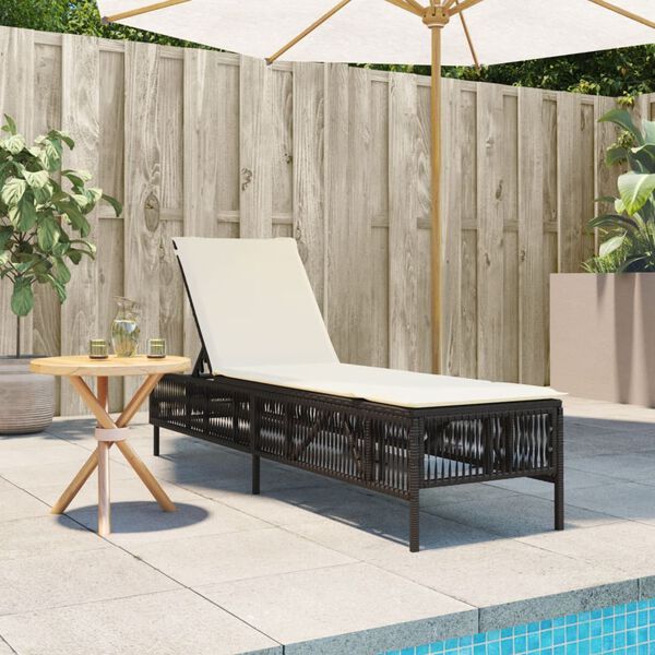 vidaXL Chaise longue avec coussin marron r&eacute;sine tress&eacute;e