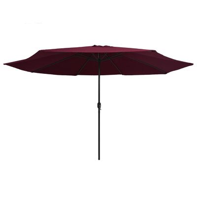 vidaXL Parasol de jardin avec mât en métal 390 cm rouge bordeaux