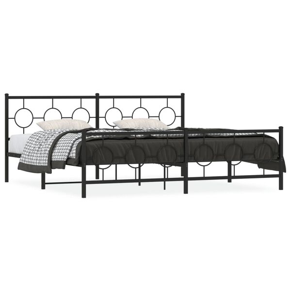 vidaXL Cadre de lit métal sans matelas avec pied de lit noir 200x200cm