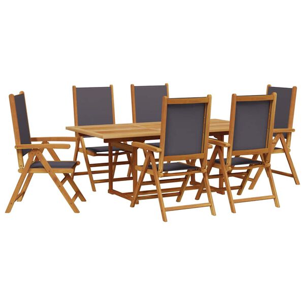 vidaXL Ensemble &agrave; manger de jardin 7 pcs anthracite tissu bois massif