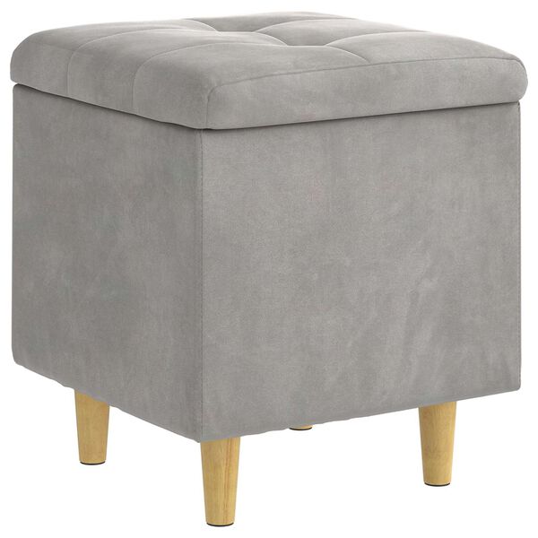 vidaXL Pouf de rangement Gris clair 40 x 40 x 45 cm Velours