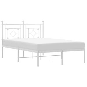 vidaXL Cadre de lit m&eacute;tal sans matelas et t&ecirc;te de lit blanc 120x190 cm