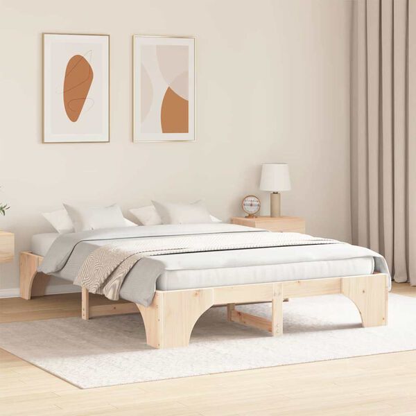 vidaXL Cadre de lit Naturel 160 x 200 cm Pin massif