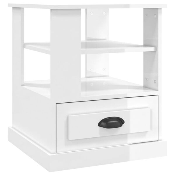 vidaXL Table d'appoint blanc brillant 50x50x60 cm bois d'ing&eacute;nierie