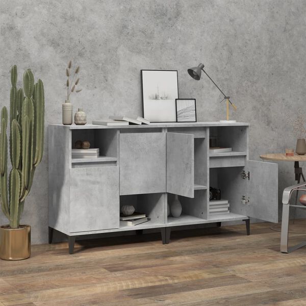 vidaXL Buffets 2 pcs gris béton 60x35x70 cm bois d'ingénierie