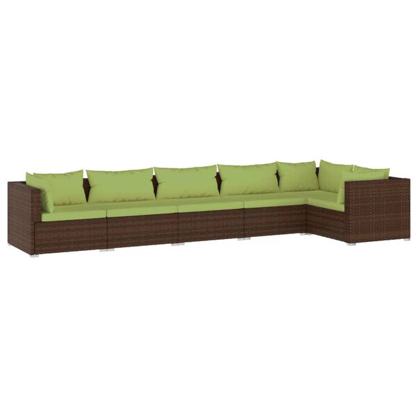 vidaXL Salon de jardin 6 pcs avec coussins R&eacute;sine tress&eacute;e Marron