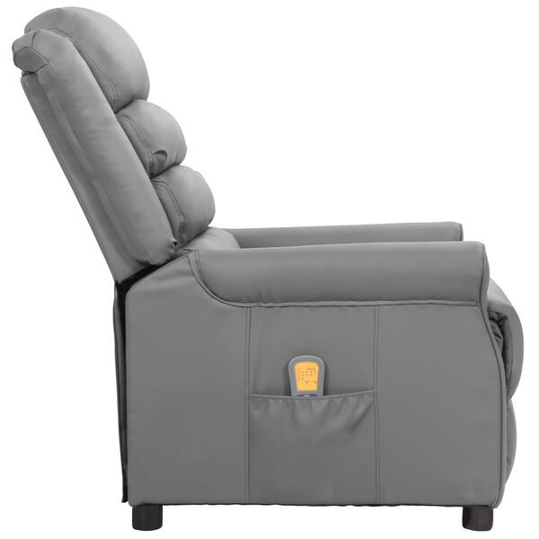 vidaXL Fauteuil de massage Gris Similicuir