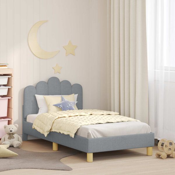 vidaXL Cadre de lit pour enfants avec t&ecirc;te de lit Gris clair tissu