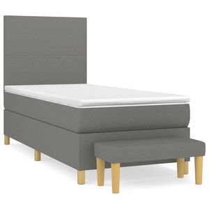 vidaXL Sommier &agrave; lattes de lit avec matelas Gris fonc&eacute; 80x200 cm Tissu