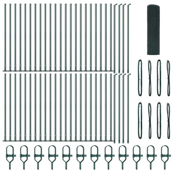 vidaXL Clôture avec poteaux Vert 0,4 x 100 m Acier