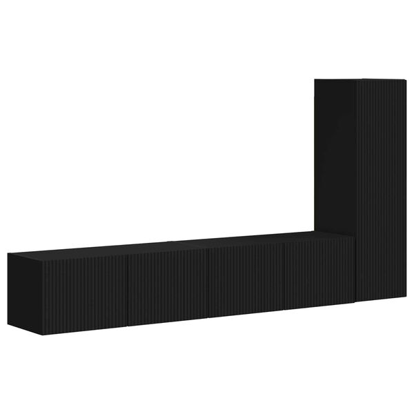 vidaXL Ensemble meuble TV Montage mural 3 pcs Noir Bois d'ing&eacute;nierie