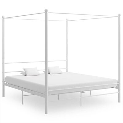 vidaXL Cadre de lit à baldaquin sans matelas blanc métal 200x200 cm