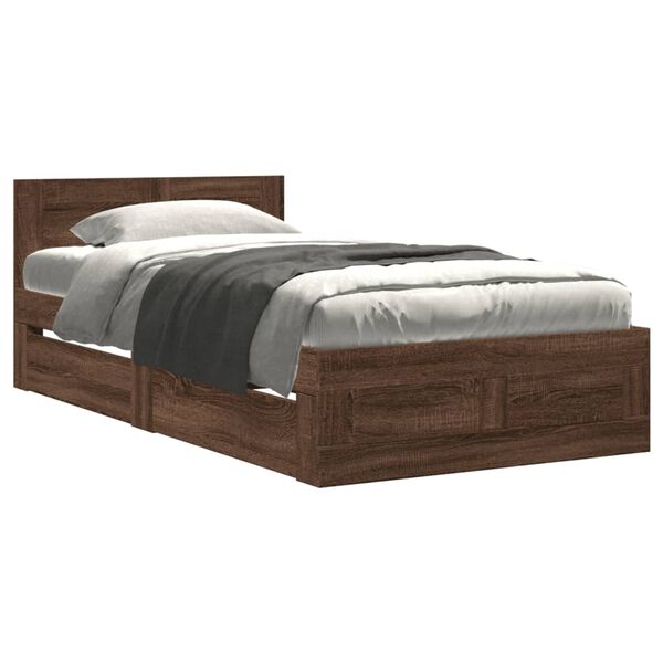 vidaXL Cadre de lit et t&ecirc;te de lit sans matelas ch&ecirc;ne marron 90x200 cm