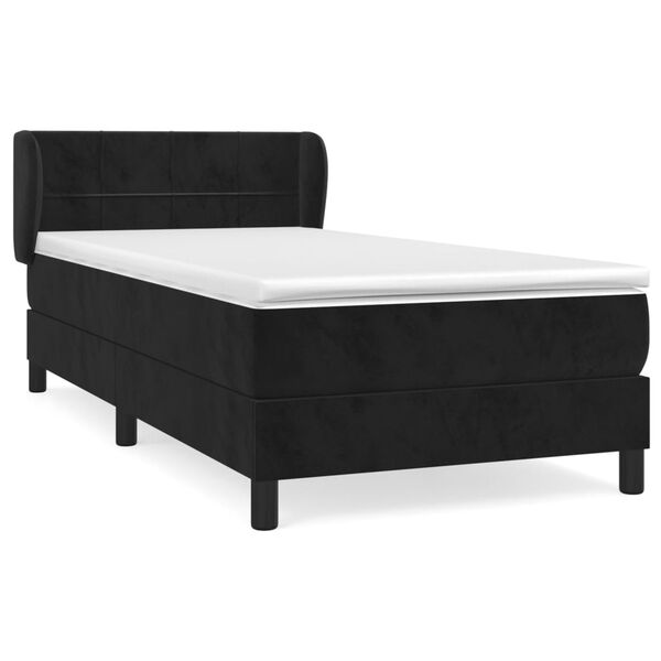 vidaXL Sommier &agrave; lattes de lit avec matelas Noir 90x200 cm Velours