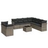 vidaXL Salon de jardin avec coussins 10 pcs gris r&eacute;sine tress&eacute;e