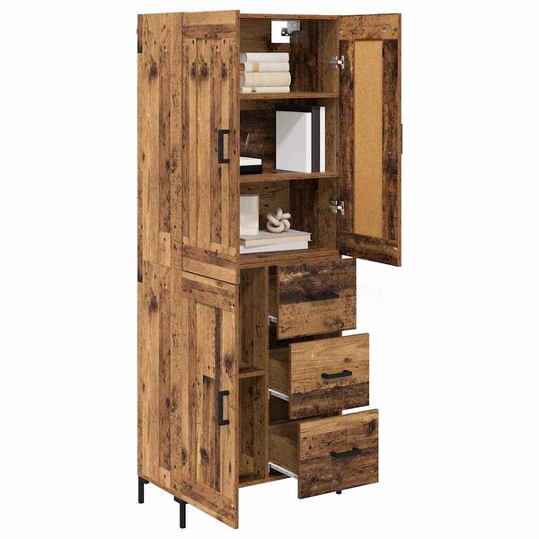 vidaXL Haut Armoire avec tiroir 2 pcs Bois Ancien Bois d'ing&eacute;nierie