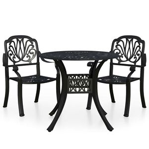 vidaXL Ensemble de bistro 3 pcs Aluminium coul&eacute; Noir