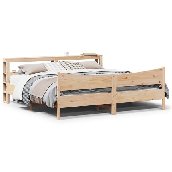 vidaXL Cadre de lit avec t&ecirc;te de lit 180x200 cm bois de pin massif