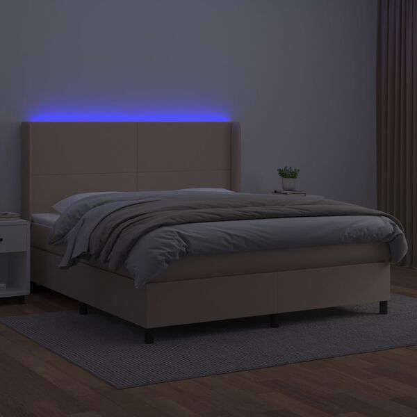 vidaXL Sommier &agrave; lattes de lit matelas LED Cappuccino 160x200 cm
