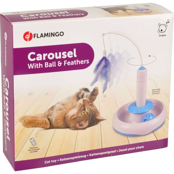 FLAMINGO Jouet pour chat Plaque avec plume et balle 18 cm