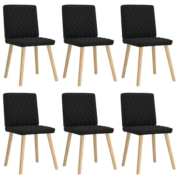 vidaXL Chaises &agrave; manger lot de 6 noir tissu