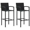 vidaXL Tabourets de bar lot de 2 noir r&eacute;sine tress&eacute;e